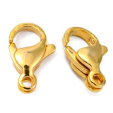 304 Stainless Steel Lobster Claw Clasps, Parrot Trigger Clasps, Manual Polishing, Real 24K Gold Plated, 13x8x4mm, Hole: 1.5mm, 5pc/Set