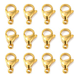 304 Stainless Steel Lobster Claw Clasps, Parrot Trigger Clasps, Manual Polishing, Real 24K Gold Plated, 13x8x4mm, Hole: 1.5mm, 5pc/Set