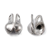 Tarnish Resistant 304 Stainless Steel Bead Tips, Calotte Ends, Clamshell Knot Cover, Stainless Steel Color, 5x3mm, Hole: 1mm, Inner Diameter: 2.4mm, 50pc/Set