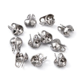 Tarnish Resistant 304 Stainless Steel Bead Tips, Calotte Ends, Clamshell Knot Cover, Stainless Steel Color, 5x3mm, Hole: 1mm, Inner Diameter: 2.4mm, 50pc/Set