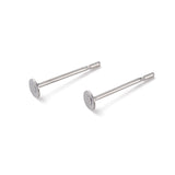 Tarnish Resistant 316 Surgical Stainless Steel Flat Round Blank Peg Stud Earring Settings, Stainless Steel Color, Tray: 3mm, 12x3mm, Pin: 0.8mm, 100pc/Set