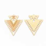 304 Stainless Steel Pendants, Triangle, Golden, 45x38x0.5mm, Hole: 1.6mm, 2pcs/Set