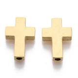 304 Stainless Steel Beads, Cross, Golden, 14x10x3mm, Hole: 2mm, 2pc/Set