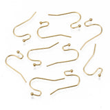 304 Stainless Steel Earring Hooks, Ear Wire, Cadmium Free & Nickel Free & Lead Free, Real 18K Gold Plated, 11x21mm, Pin: 0.7mm, 10pc/Set