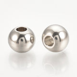 304 Stainless Steel Spacer Beads, Cadmium Free & Lead Free, Round, Stainless Steel Color, 4x3mm, Hole: 1.5mm, 50pcs/Set