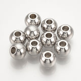 304 Stainless Steel Spacer Beads, Cadmium Free & Lead Free, Round, Stainless Steel Color, 4x3mm, Hole: 1.5mm, 50pcs/Set