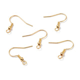 304 Stainless Steel Earring Hooks, with Horizontal Loop, Real 18K Gold Plated, 20x20x3mm, Hole: 2mm, Pin: 0.7mm, 50pcs/Set