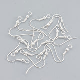 304 Stainless Steel Earring Hooks, with Horizontal Loop, 925 Sterling Silver Plated, 20x20x3mm, Hole: 2mm, Pin: 0.7mm, 50pc/Set