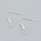 304 Stainless Steel Earring Hooks, with Horizontal Loop, 925 Sterling Silver Plated, 20x20x3mm, Hole: 2mm, Pin: 0.7mm, 50pc/Set