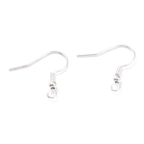 304 Stainless Steel Earring Hooks, with Horizontal Loop, 925 Sterling Silver Plated, 20x20x3mm, Hole: 2mm, Pin: 0.7mm, 50pc/Set