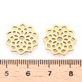 304 Stainless Steel Filigree Joiners Links, Laser Cut Links, Flower, Golden, 16.5x16x1mm, 2pc/Set