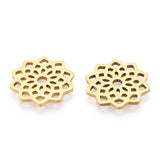 304 Stainless Steel Filigree Joiners Links, Laser Cut Links, Flower, Golden, 16.5x16x1mm, 2pc/Set