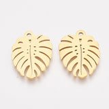 201 Stainless Steel Pendants, Leaf, Golden, 17x13x1mm, Hole: 1.4mm, 5pc/Set