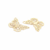 Rack Plating 304 Stainless Steel Filigree Connerctor Charms, Etched Metal Embellishments, Nickel Free, Butterfly, Real 18K Gold Plated, 12x18x0.4mm, Hole: 1.5mm, 10pc/Set