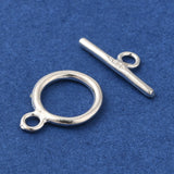 Sterling Silver Ring Toggle Clasps, Ring: 11.5x8.5mm, Bar: 12x4mm, Hole: 1.2mm