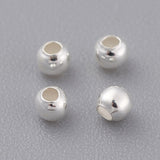 Sterling Silver Spacer Beads, Seamless Round, Silver, 2mm, Hole: 0.7~1mm, 20pc/Set