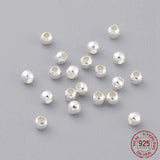 Sterling Silver Spacer Beads, Seamless Round, Silver, 2mm, Hole: 0.7~1mm, 20pc/Set