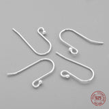 Sterling Silver Earring Hooks, Silver, 20x11mm, Hole: 2mm, Pin: 0.7mm