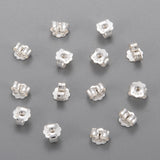 925 Sterling Silver Friction Ear Nuts, with 925 Stamp, Silver, 5x6x3mm, Hole: 0.8mm, 10pc/Set