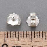 925 Sterling Silver Friction Ear Nuts, with 925 Stamp, Silver, 5x6x3mm, Hole: 0.8mm, 10pc/Set