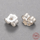 925 Sterling Silver Friction Ear Nuts, with 925 Stamp, Silver, 5x6x3mm, Hole: 0.8mm, 10pc/Set