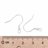 Sterling Silver Earring Hooks, Silver, 19mm, Hole: 2mm, Pin: 0.6mm