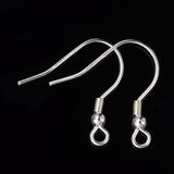 Sterling Silver Earring Hooks, Silver, 19mm, Hole: 2mm, Pin: 0.6mm