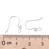 925 Sterling Silver Earring Hooks, with Rhinestone, Silver, 13x16mm, Hole: 1.5mm, Pin: 0.5mm, 2pcs/Set