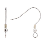 925 Sterling Silver Earring Hooks, with 925 Stamp, Silver, 17x19mm, Hole: 1.5mm, Pin: 0.6mm, 2Pair/Set