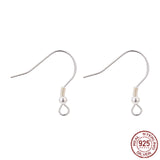 925 Sterling Silver Earring Hooks, with 925 Stamp, Silver, 17x19mm, Hole: 1.5mm, Pin: 0.6mm, 2Pair/Set