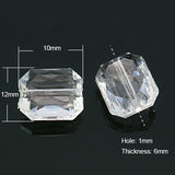 Faceted Rectangle Transparent Clear Acrylic Beads, for Name Bracelets & Jewelry Making, 10x12x6mm, Hole: 1mm, 50pcs/Set