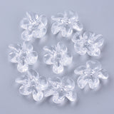 Transparent Acrylic Beads, Flower, Clear, 25~26x21x8~9mm, Hole: 1.4mm, 10pc/Set