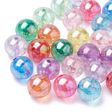 AB-Color Plated Transparent Acrylic Beads with Glitter Powder, Round, Mixed Color, 19~20mm, Hole: 2.5mm, 10pc/Set