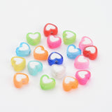 Transparent Heart Acrylic Beads, Bead in Bead, Mixed Color, 7x8x4mm, Hole: 2mm, 100pcs/Set