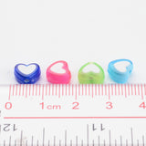 Transparent Heart Acrylic Beads, Bead in Bead, Mixed Color, 7x8x4mm, Hole: 2mm, 100pcs/Set