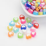 Transparent Heart Acrylic Beads, Bead in Bead, Mixed Color, 7x8x4mm, Hole: 2mm, 100pcs/Set