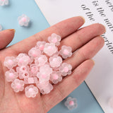 Transparent Acrylic Beads, Frosted, Bead in Bead, Flower, Pink, 12x12.5x6mm, Hole: 2.5mm, 100pc/Set