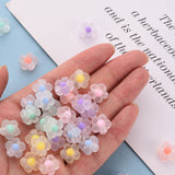 Transparent Acrylic Beads, Frosted, Bead in Bead, Flower, Mixed Color, 12x12.5x6mm, Hole: 2.5mm, 100pc/Set