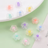 Transparent Acrylic Beads, Frosted, Bead in Bead, Flower, Mixed Color, 12x12.5x6mm, Hole: 2.5mm, 100pc/Set