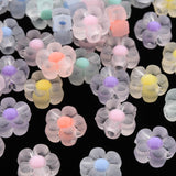 Transparent Acrylic Beads, Frosted, Bead in Bead, Flower, Mixed Color, 12x12.5x6mm, Hole: 2.5mm, 100pc/Set