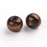 Handmade Natural Wood Beads, Lead Free, Dyed, Round, Coffee, 8mm, hole: about 2mm, 200pc/Set