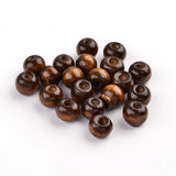 Handmade Natural Wood Beads, Lead Free, Dyed, Round, Coffee, 8mm, hole: about 2mm, 200pc/Set