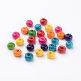 Lead Free Rondelle Natural Wood Beads, Dyed, about 5.5mm wide, 4mm high, hole: 1.5mm, 200pc/Set