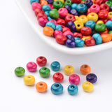 Lead Free Rondelle Natural Wood Beads, Dyed, about 5.5mm wide, 4mm high, hole: 1.5mm, 200pc/Set