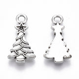 Tibetan Style Alloy Pendants, Lead Free & Cadmium Free, Christmas Theme, Christmas Tree, Antique Silver, 20.5x10.5x2.5mm, Hole: 2mm, 20pc/Set