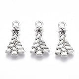 Tibetan Style Alloy Pendants, Lead Free & Cadmium Free, Christmas Theme, Christmas Tree, Antique Silver, 20.5x10.5x2.5mm, Hole: 2mm, 20pc/Set