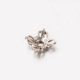 4-Petal Tibetan Style Alloy Bead Cap, Flower, Lead Free, Antique Silver, 2x8mm, Hole: 1.5mm, 100pcs/Set