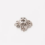 4-Petal Tibetan Style Alloy Bead Cap, Flower, Lead Free, Antique Silver, 2x8mm, Hole: 1.5mm, 100pcs/Set