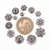 Mixed Style Tibetan Style Alloy Bead Caps, Antique Silver, 5~30x3~12mm, Hole: 1~2.5mm, about 50pcs/50g