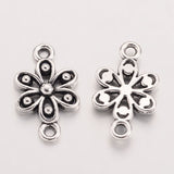 Tibetan Style Alloy Flower Links connectors, Cadmium Free & Lead Free, Antique Silver, 17.6x10.6x2.5mm, Hole: 1.5mm, 50pc/Set